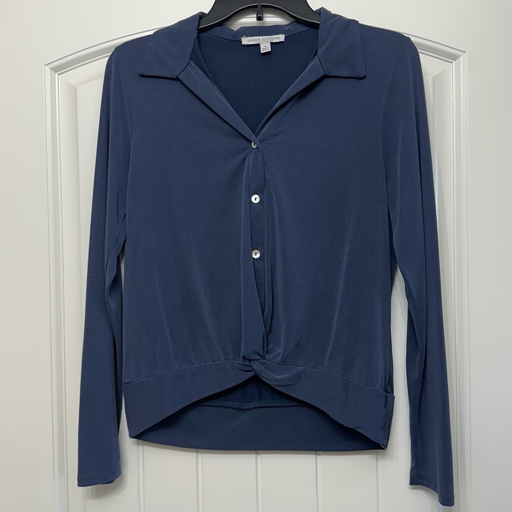 Women's Blue Button-Up Top